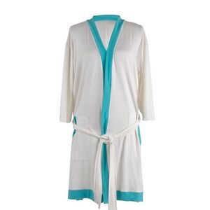 Hello Mello Lounge Robe. Size Small/Medium. Turquoise Blue/White. EUC